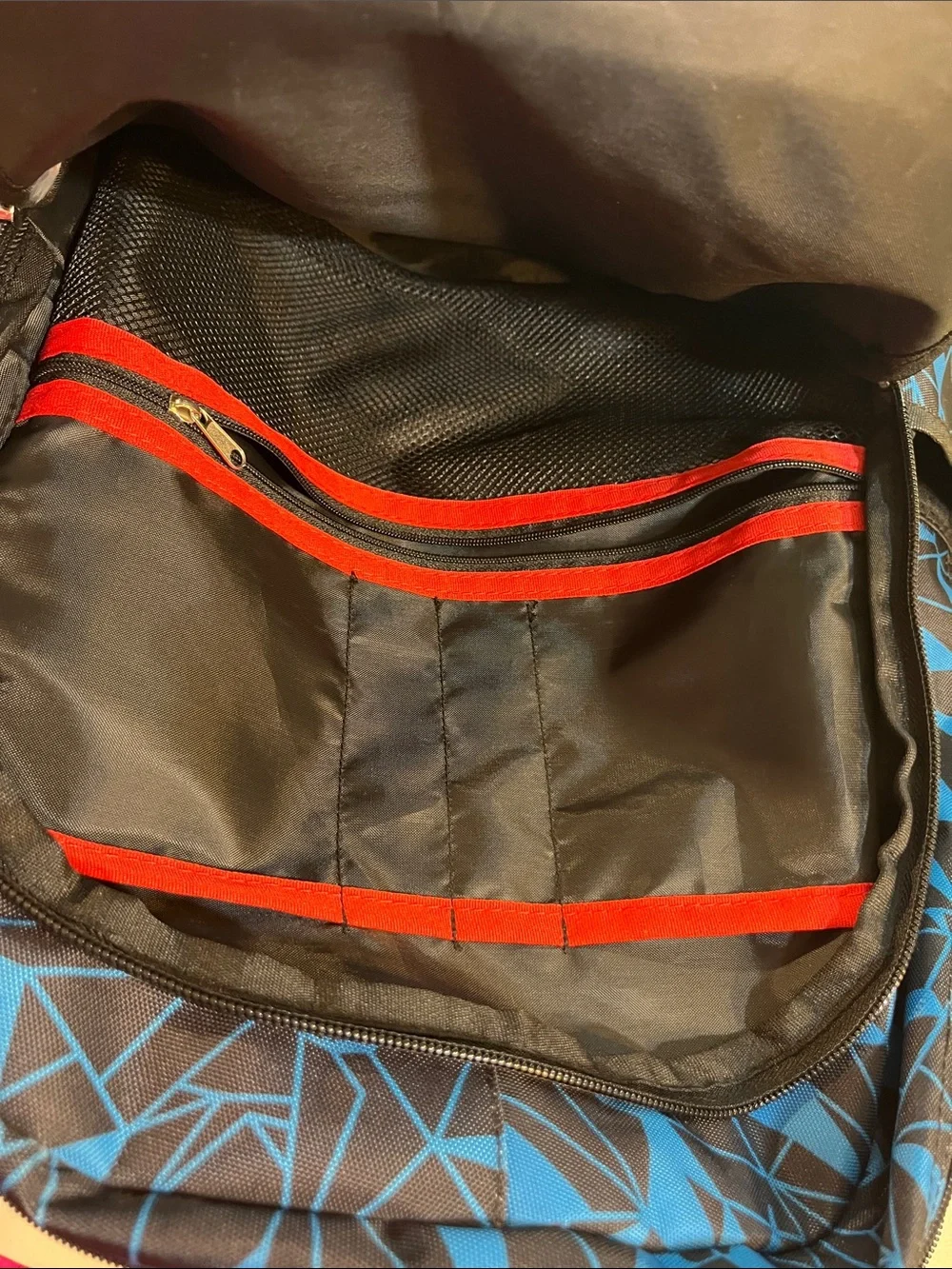 Blue & Black Geometric Backpack